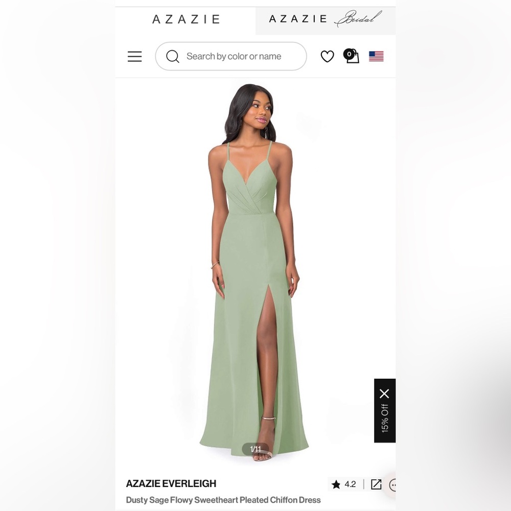 Azazie like new (worn once) Dusty Sage dress